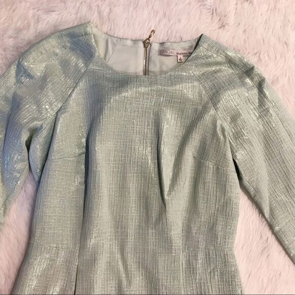 RACHEL ROY Mod Sheath Mini Dress Green Textured Shiny Retro 60s Green Size 4 New - Picture 4 of 15